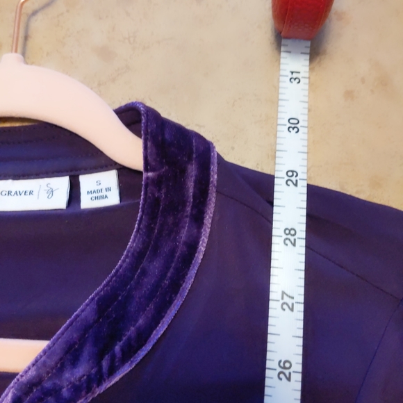 Susan Graver Purple Velour Trim Tunic Shirt size Small - Picture 6 of 8
